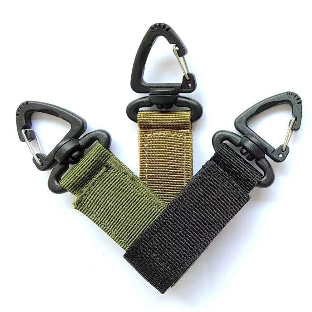 Outdoor 360 degree rotating tactical triangle hook multi-function mountaineering buckle D type keychain factory in stock wholesale
