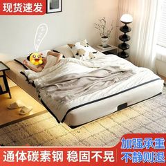 2025年款碳素钢悬浮床主卧双人床北欧风耐用钢架洞洞无床头铁艺床