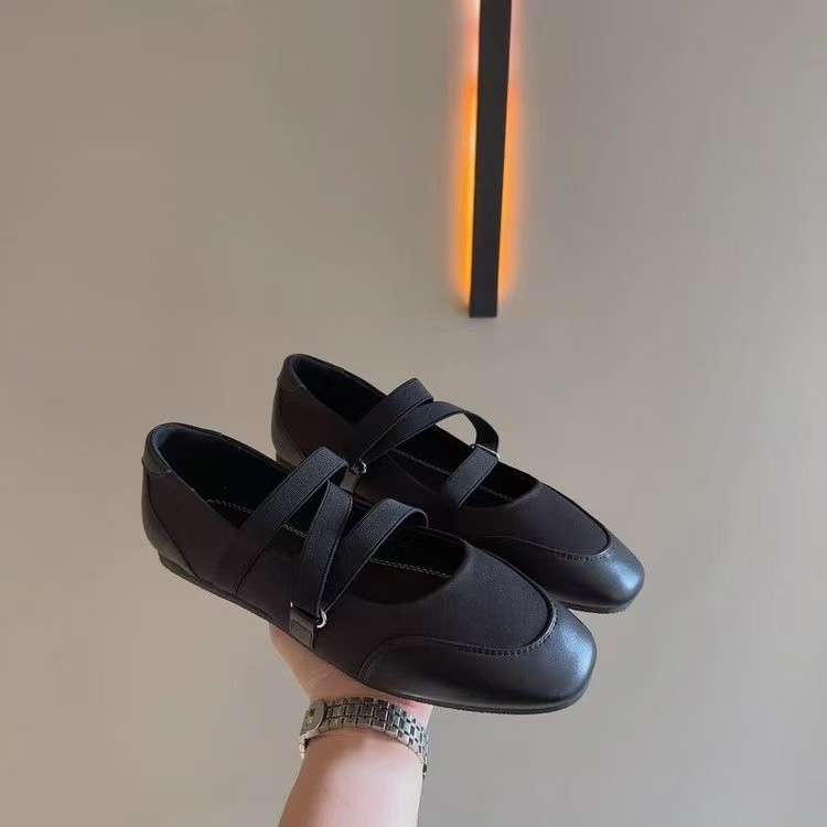 2026 primavera y otoño nuevos zapatos de ballet superficiales Marizhen elásticos zapatos de suela suave plateados zapatos de cabeza cuadrada zapatos de suela plana para mujeres