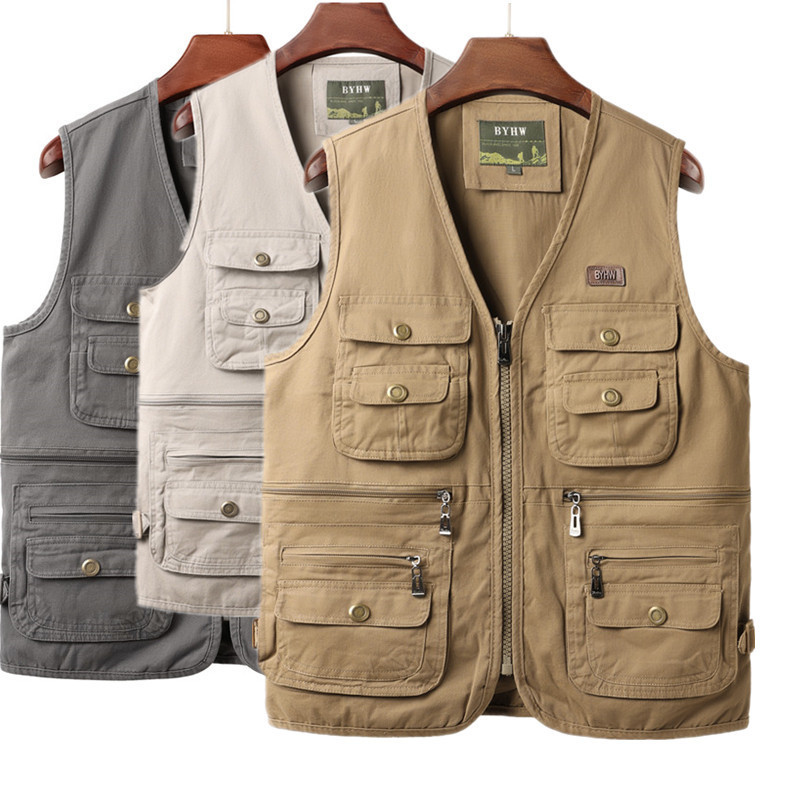 Foreign trade black vest men's cotton plus size vest plus fat increase fat man hurdle multi-pocket new wholesale vest Foreign trade black vest men's cotton plus size vest plus fat increase fat man hurdle multi-pocket new wholesale vest