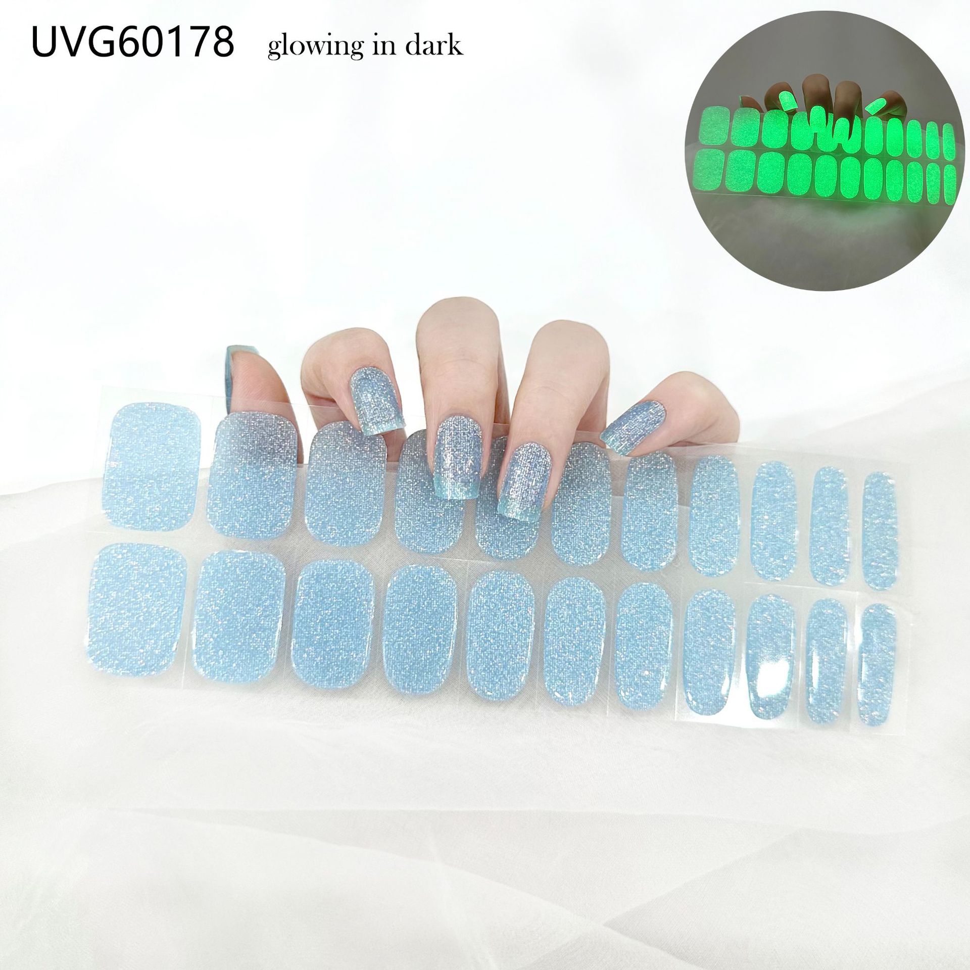 Pegatinas de uñas de gel UV transparentes efecto hielo, semicuradas, con lámina dorada, fototerapia, efecto película de aceite