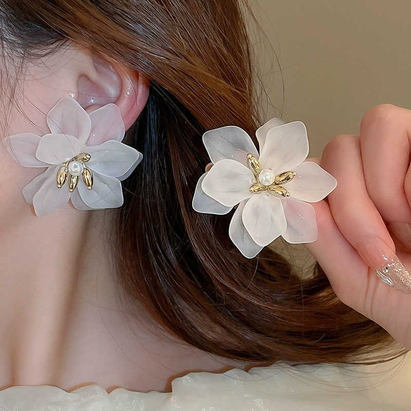 Серьги Baoyu bow & flower коллекция, французский лёгко-люкс стиль с жемчужной отделкой