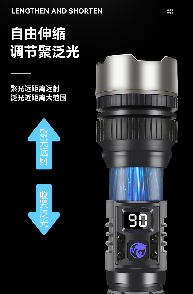 Cross-Border Electric Display Flashlight, Strong Light Laser Gun, Rechargeable, Portable, Long-Lasting, Ultra-Bright Emergency Long-Range Outdoor Lighting