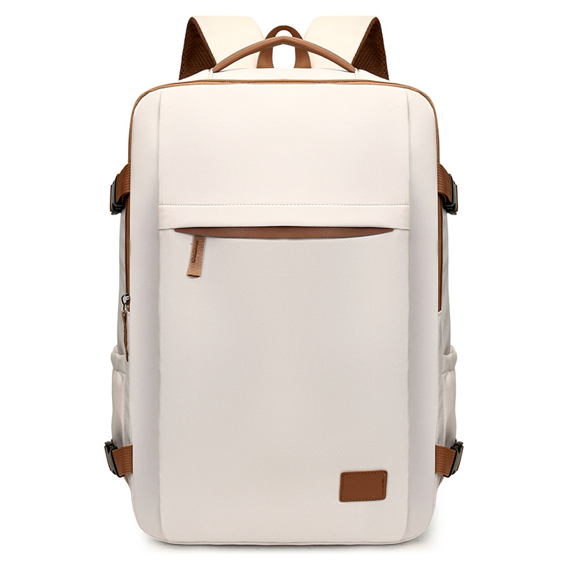 跨境2025新款商务通勤纯色双肩包多功能可扩容高级感大学生电脑包