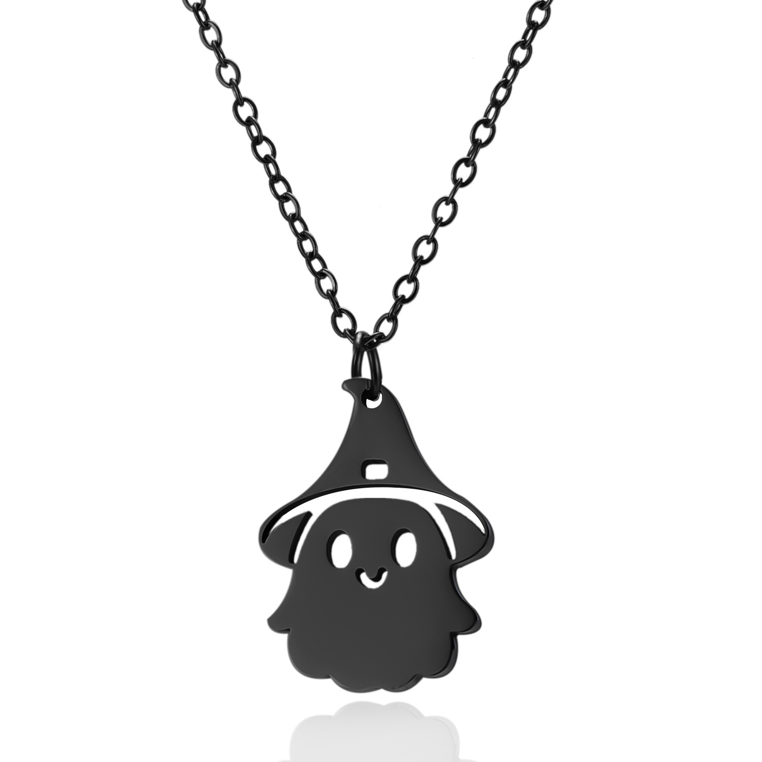 Halloween Elements Titanium Steel Necklace Pumpkin Head Ghost Jewelry Pendant Personality All-match Witch Choker_voghion.com
