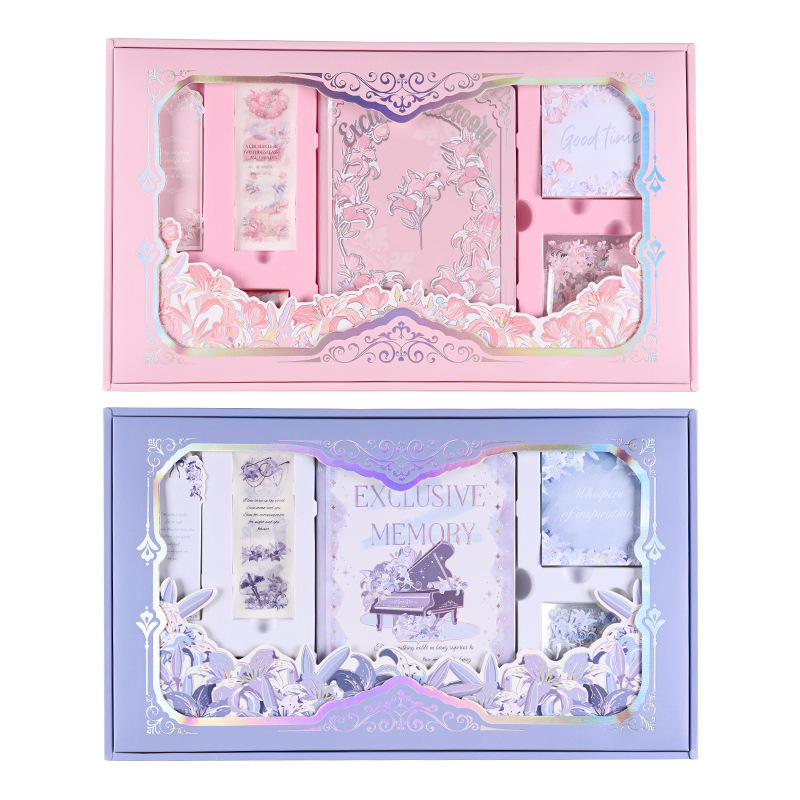 Flower Bush Dream Country Retro Cuaderno de mano caja de regalo set de cuaderno de mano material de cuaderno de estudiantes caja de regalo pegatinas