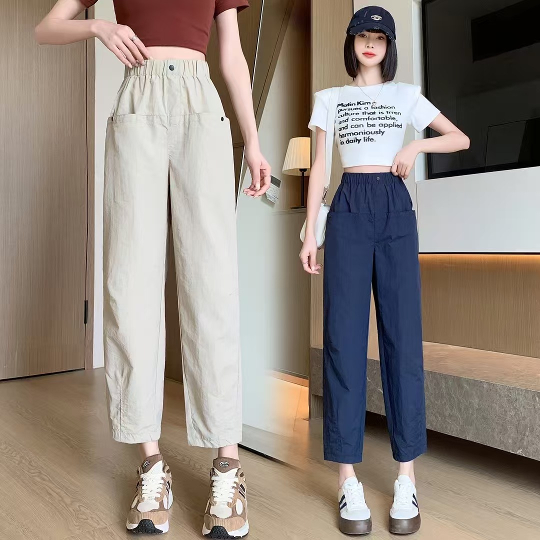 Quick-Dry Sports Pants for Women, Summer Thin Casual Style, Lightweight Jogging Carrot Pants, Petite Loose Fit, Slimming Harem Pants, Trendy