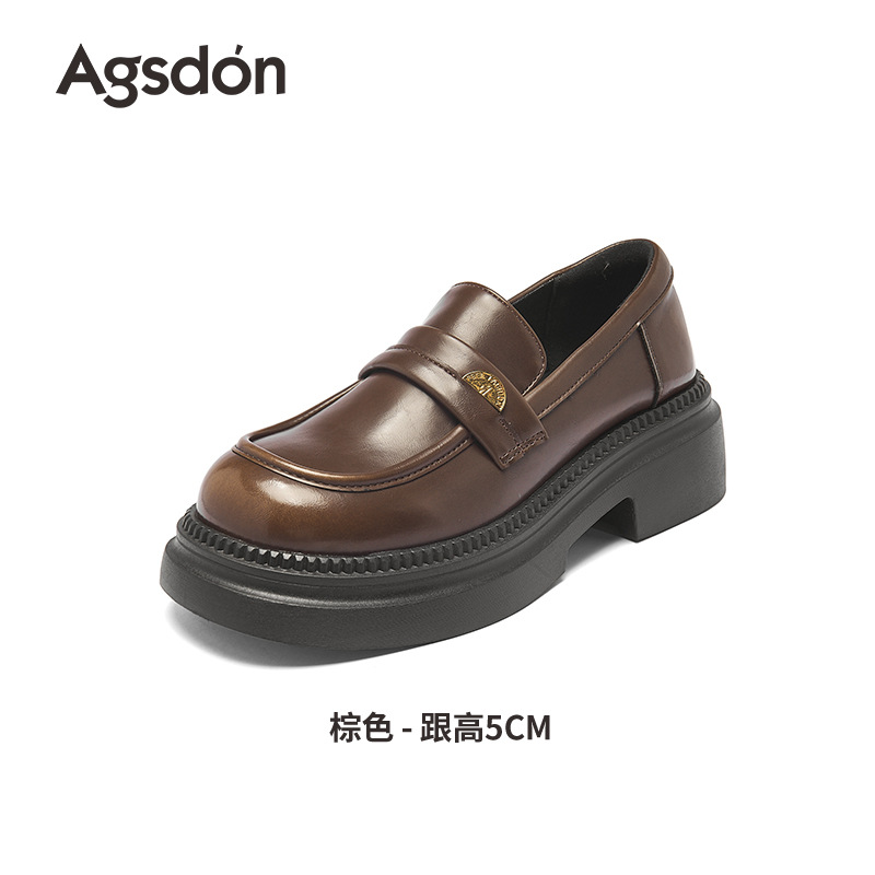 Augusto Lion Denlefour zapatos mujeres 2025 nuevo otoño invierno negro tacones gruesos británicos zapatos de cuero de viaje suave