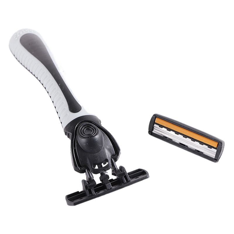 Versión en inglés de tres capas de hoja de afeitar manual anticuado de afeitar de los hombres de la barba de afeitar 1 cuchillo titular 21 cabeza de cuchillo