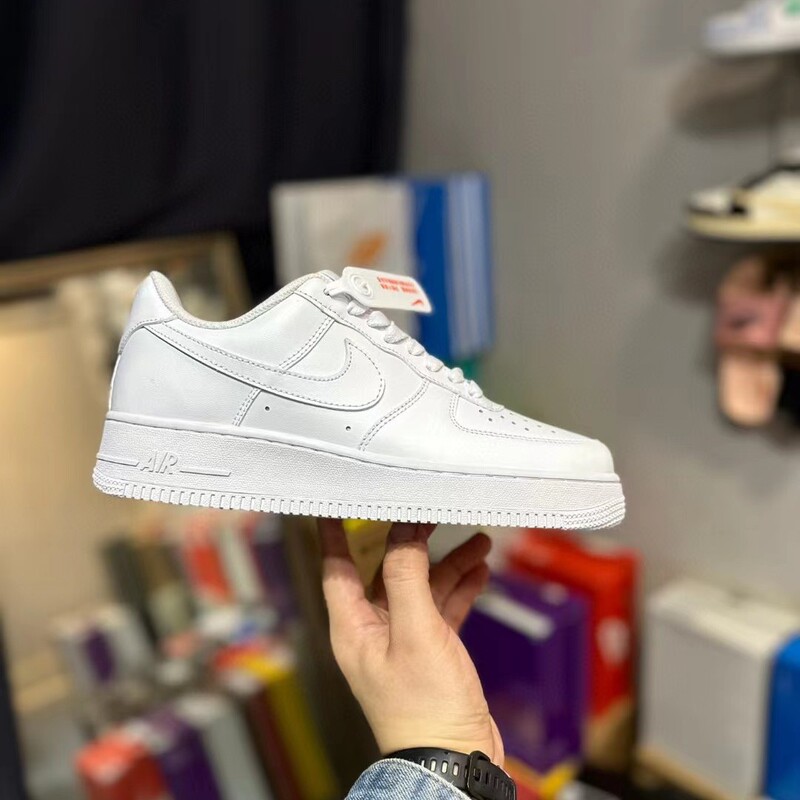 Pure White Air Force One Af1 White Shoes, Versatile Pure White Black Warrior All-White Classic Men's and Women's Sneakers, Lightweight Sneakers