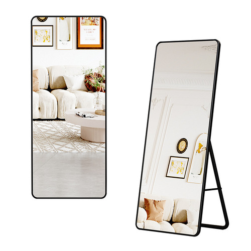 Mirror full-length mirror dressing mirror light luxury clothing store fitting mirror slender home wardrobe metal floor mirror wall