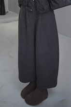 秋冬季韩版百搭毛呢高腰阔腿裤九分裤显瘦女裤口袋西装裤