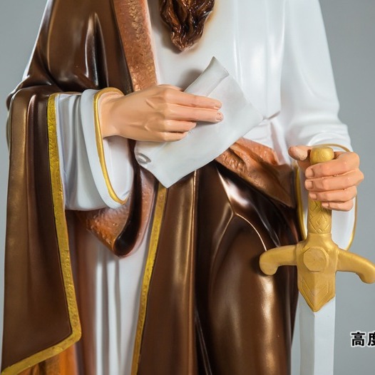 120cm St. Paul Ornamiento Mirado Estatuas de vidrio FRP Decoración de la iglesia