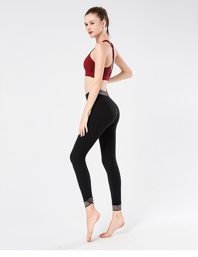 New waist mesh stitching high waist nine-point sports pants nihaostyles clothing wholesale NSXPF70736