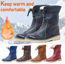 Womens Fur Lined Snow Ankle Boots Warm Waterproof Flat Shoes