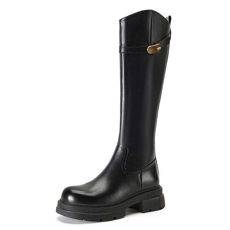 Augusto Lion Dung botas para mujeres 2026 otoño nuevo veludo con suela gruesa Meirard Martin botas de caballero alto