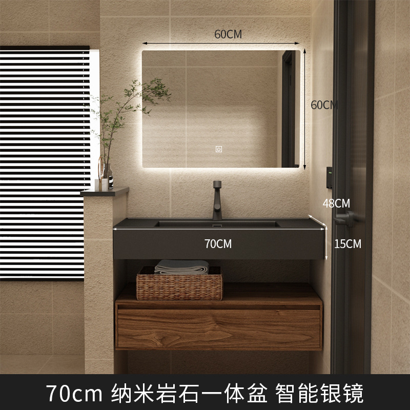 北欧ブラックウォールナットカラーバスルームキャビネットトイレ洗面台日本製洗面台ロック一体型洗面台ホテル|undefined