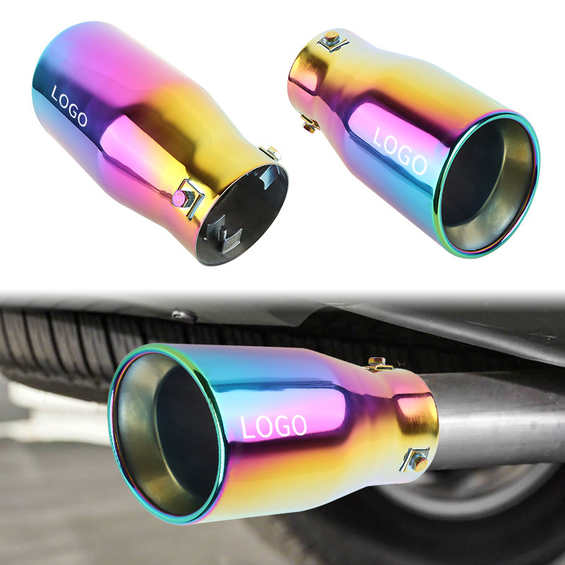 Factory direct supply modified single tail throat universal stainless steel exhaust pipe muffler car tail throat thickened grilled blue