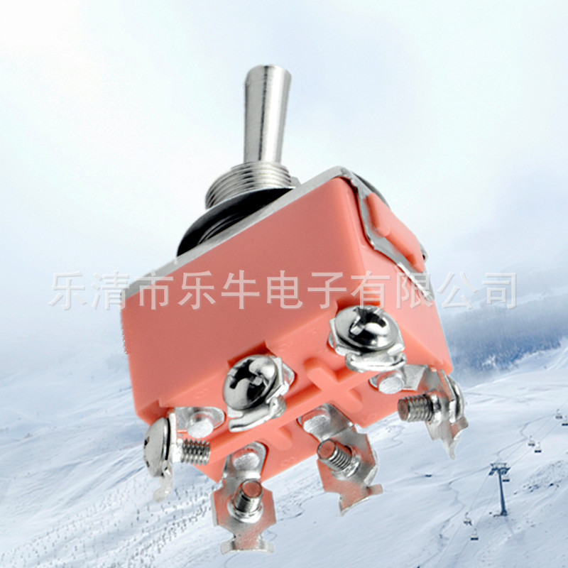 乐牛纽子开关 E-TEN1221 六脚两档 红色拨动开关 ON-OFF