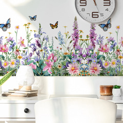 外貿MG-C011彩繪小雛菊花叢蝴蝶玄關客廳美化裝飾牆貼紙自粘批發