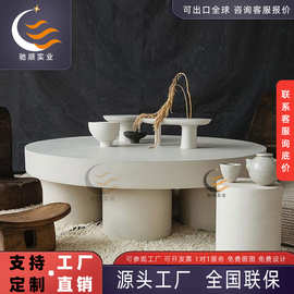 意式轻奢玻璃钢圆形茶几现代简约小户型样板间创意美陈装饰边几