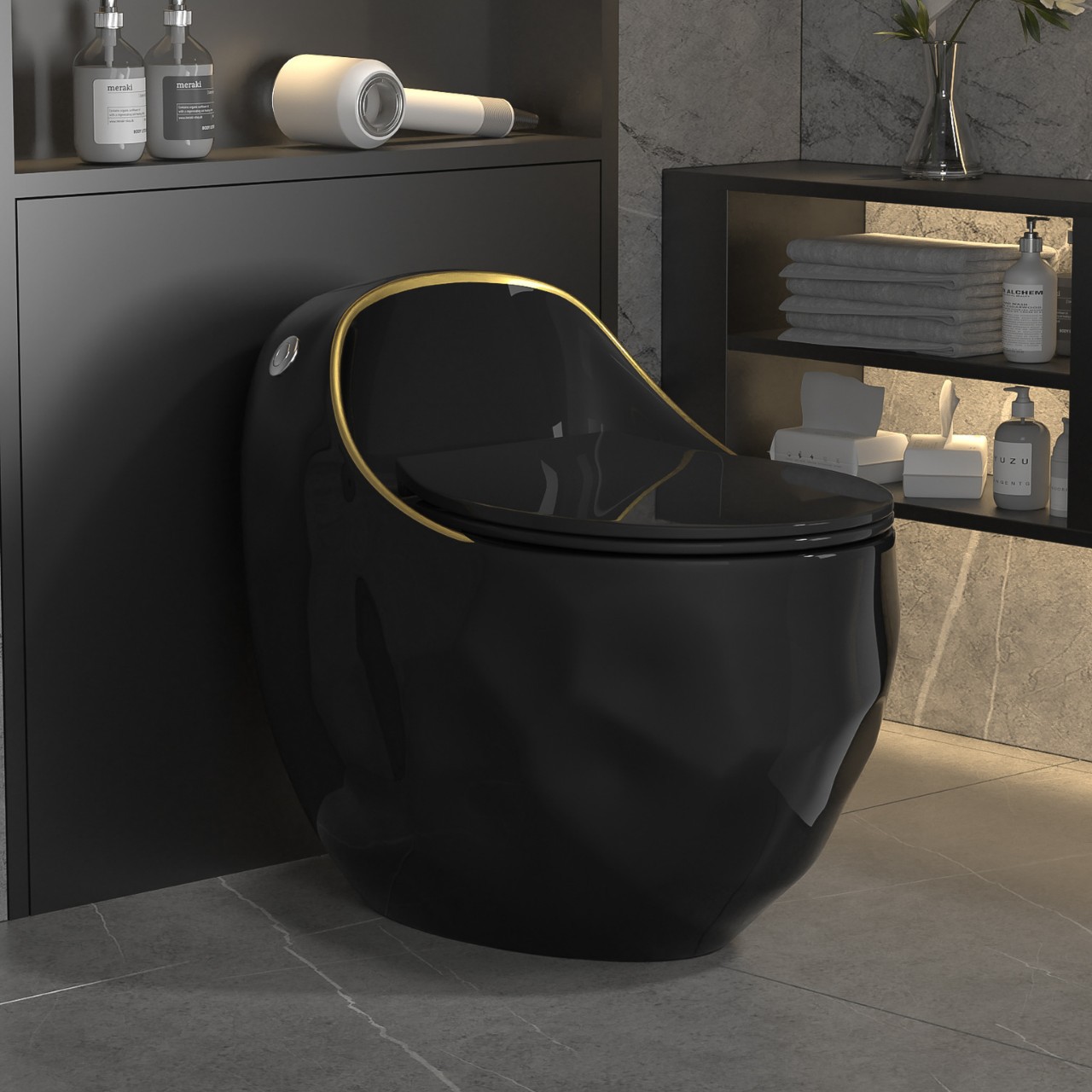 Color redondo inodoro creativo personalizado sifón silencioso descarga inodoro gran tubo huevo asiento ahorro de agua