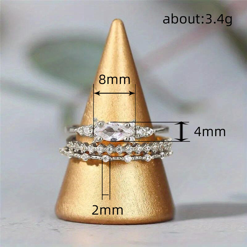 Ensemble de bagues de fiançailles de luxe en trois pièces pour princesse_voghion.com