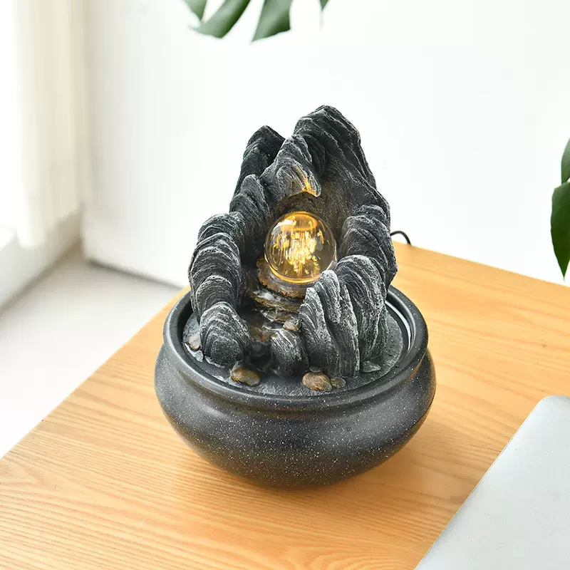 桌面小型简约流水摆件循环水喷泉客厅玄关茶室前台装饰开业礼品