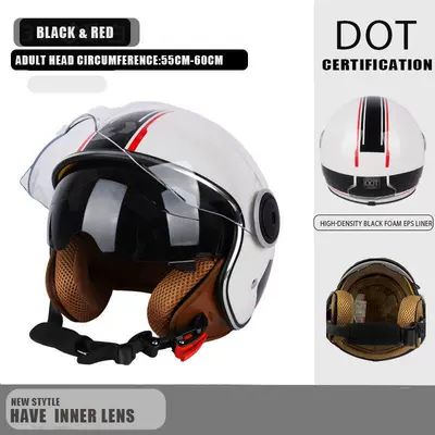 Motosiklet kaskı (dəbilqə) – Spring and Summer Helmet, Personalized - black-and-red-crescent-double-mirror