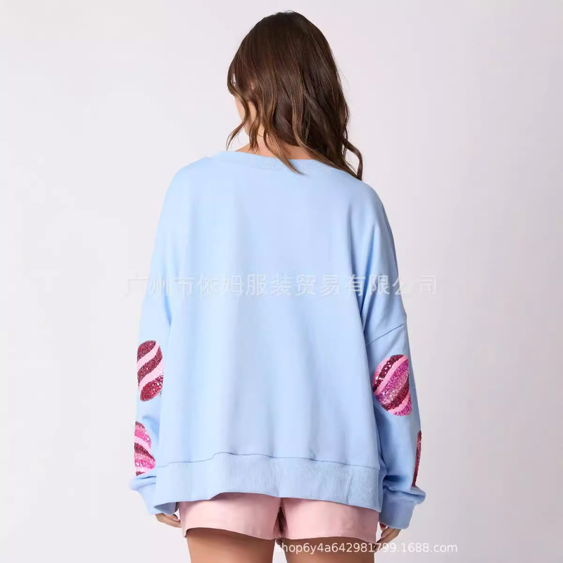 アマゾン秋冬の新型越境欧米のクリスマスカラーの卵のスパンコールの上着のカジュアルな長袖の頭の服の女性|undefined