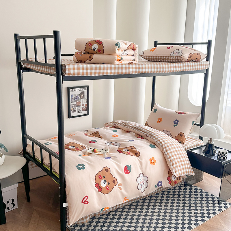 dormitorio de estudiantes universitarios una sola persona tres piezas personal simple ropa de cama de aire dibujos animados cuatro piezas sábanas cubiertas sábanas 2