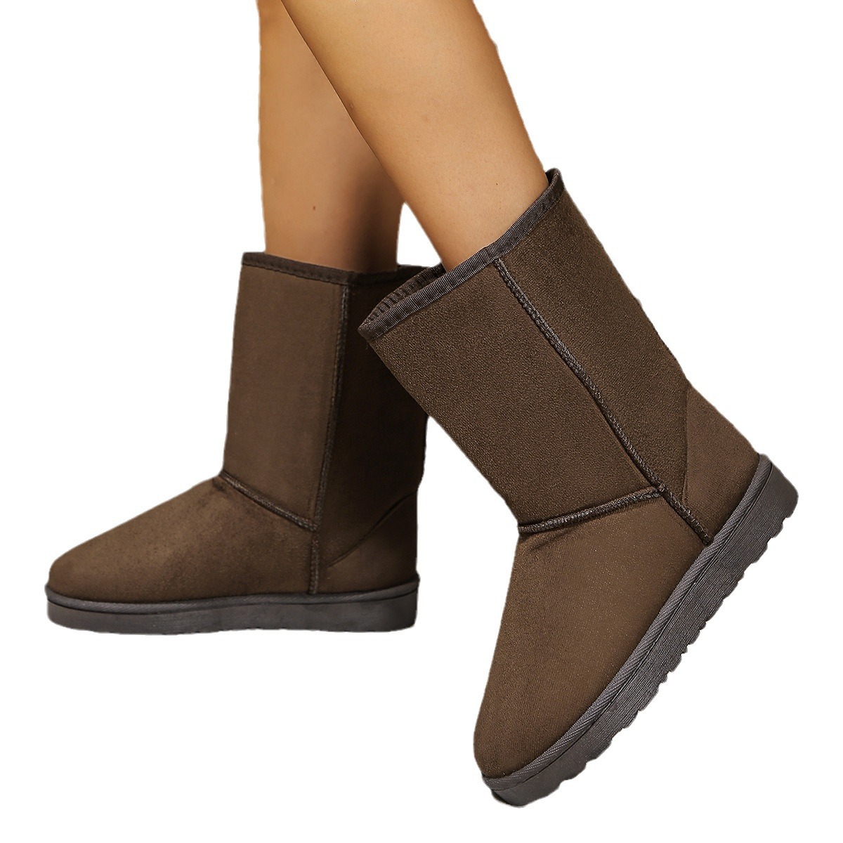 Ziemas augstas caurules siltas ar biezu dibenu un kokvilnas zābakiem_voghion.com