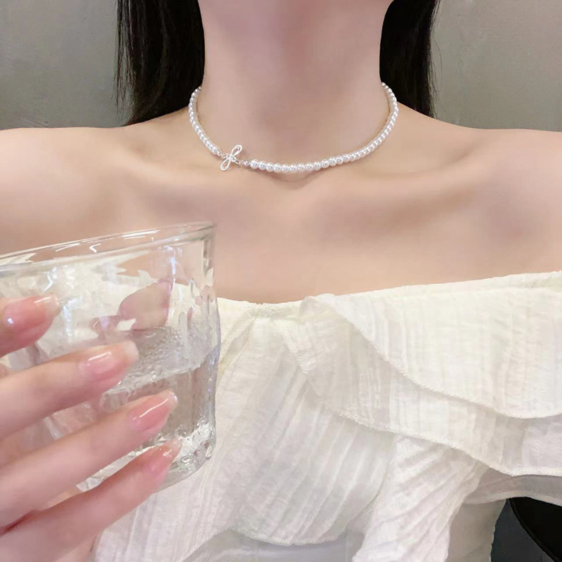 【バレエスタイル】パールシェルビーズリボンボウネックレス携帯電話ビーズペンダントグーベンチェーンガールバッグハンギング|undefined