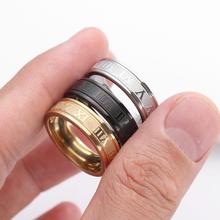 欧美跨境钛钢6mm罗马数字戒指风时尚男潮指环腐蚀不锈钢戒指女