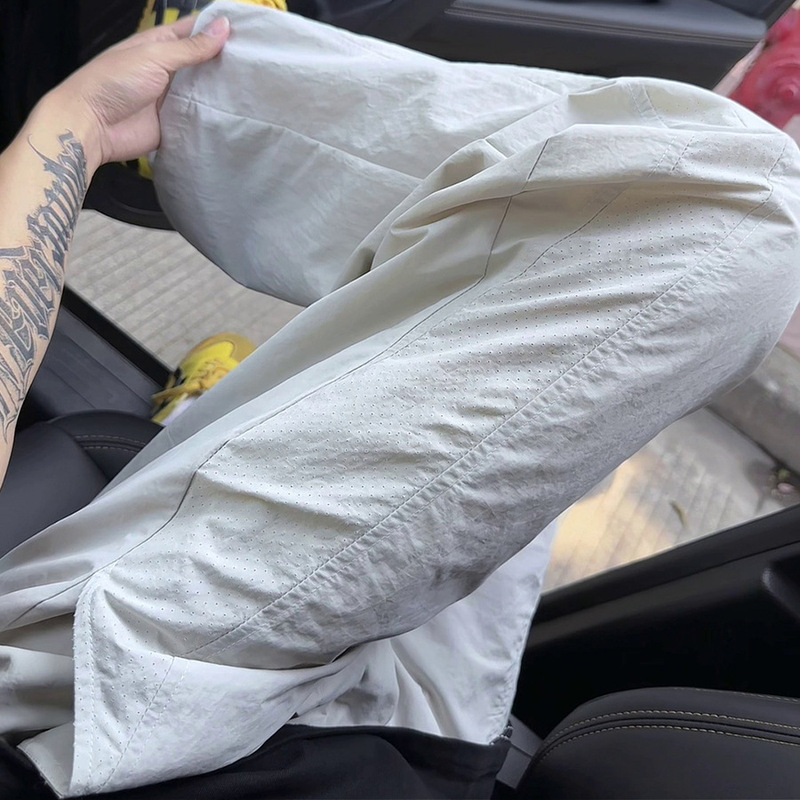 Tiktok Hot Item 2026 Summer Men's Sun-Protective Casual Pants Loose Straight-Leg Curved Pants Breathable Mesh Quick-Dry Pants