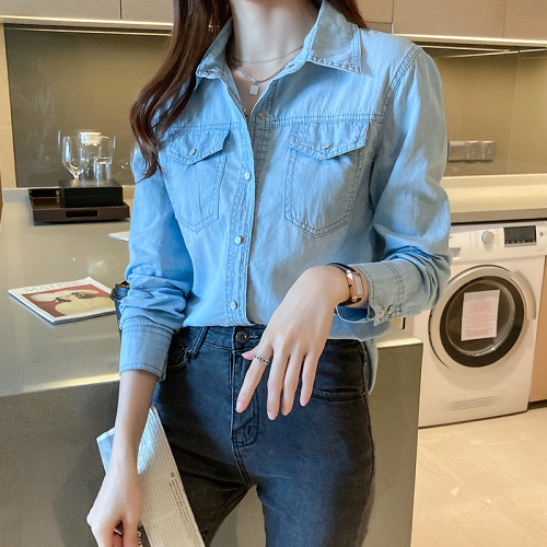 Women's Spring and Autumn Thin Casual Long-sleeve T-shirt Blouse Outerwear with Fashion Design