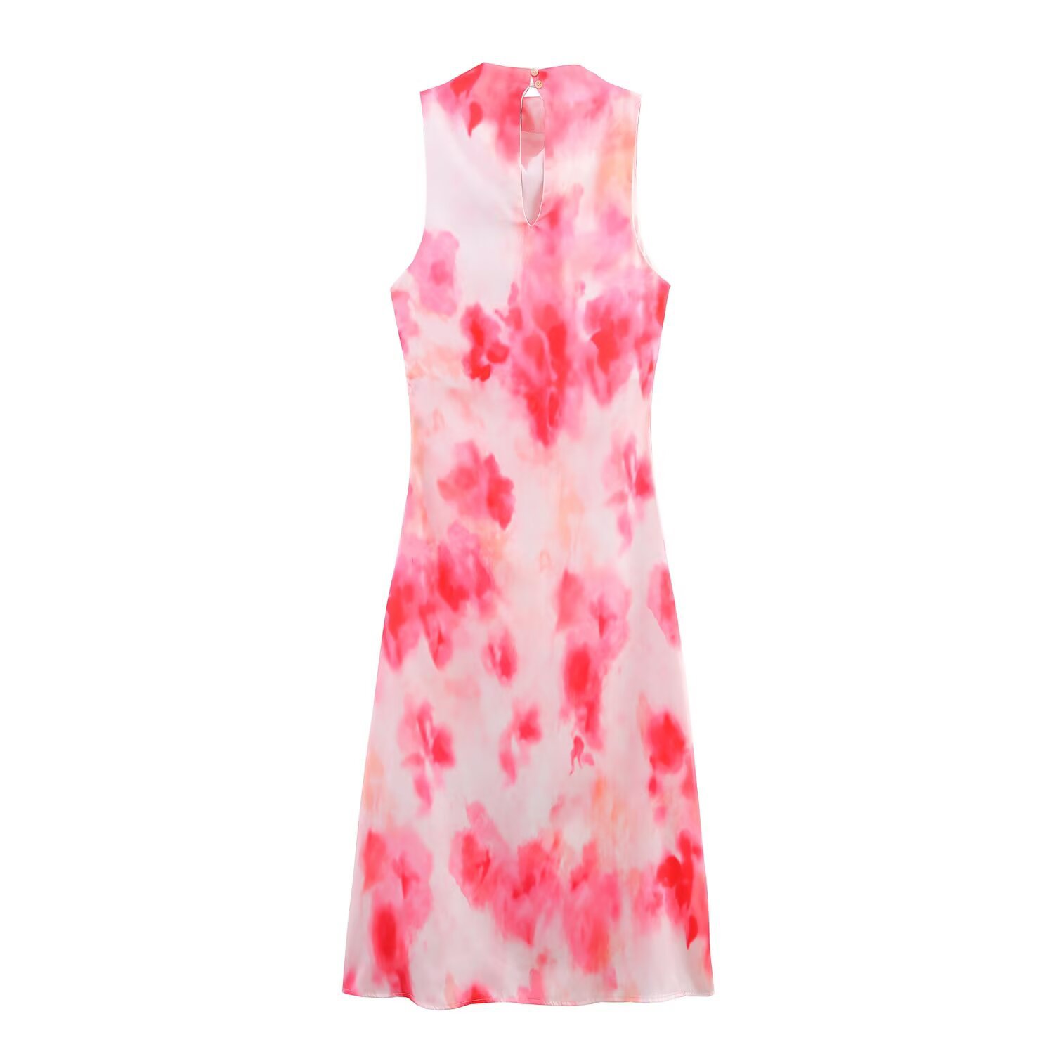Summer elegant dress with a round collar sleevless