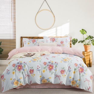Four-Piece Bed Set Pure Cotton 2025 Bed Sheet Duvet Cover Student Dormitory Three-Piece Set Long-Staple Cotton Four-Piece Set