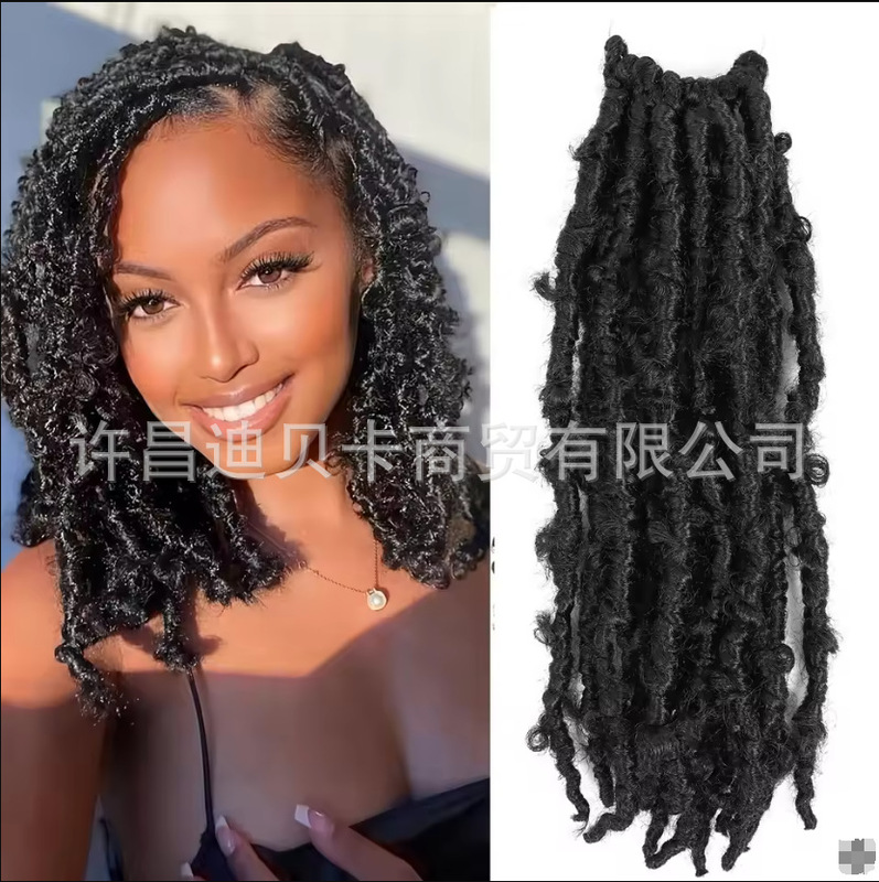 African butterfly song 8 inch 10 inch short dirty braid Butterfly locs crochet hair cross-border foreign trade chemical fiber twist