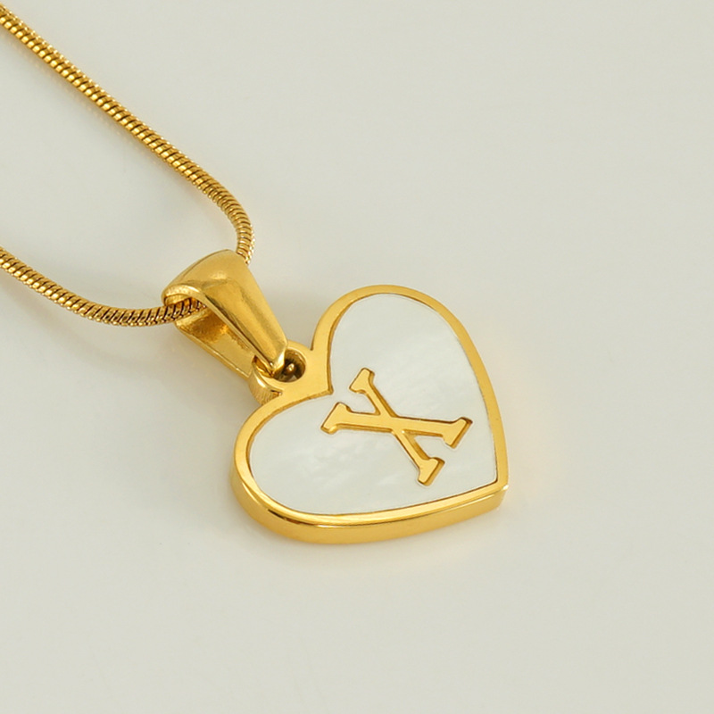 Transfronterizo ins estilo simple titanio acero Shell 26 letras inglesas amor colgante hembra 18K Acero inoxidable carta collar hembra