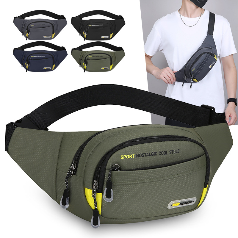 Wholesale men's waist bag, Korean style casual multi-functional shoulder crossbody bag, business wallet, sports wear-resistant chest bag