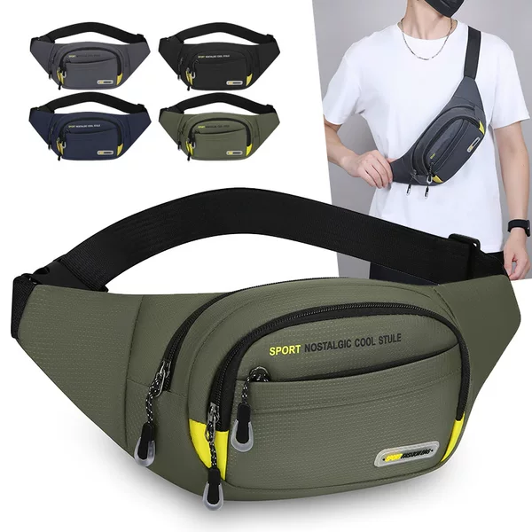 Wholesale men's waist bag, Korean style casual multi-functional shoulder crossbody bag, business wallet, sports wear-resistant chest bag