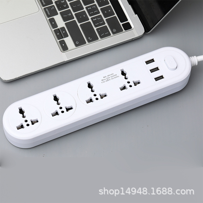8614 # blanco puro con puerto USB de carga de teléfono móvil 12 agujeros cuatro computadoras de oficina enchufe de comercio exterior enchufe de comercio exterior