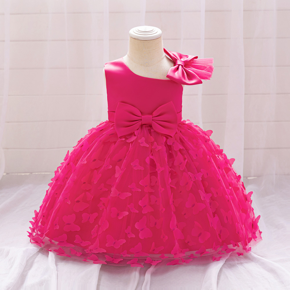 Nuevo vestido de princesa para niñas, vestido de gasa de red para niños, niña, niña pequeña tridimensional, falda de tutú de mariposa, falda de cumpleaños