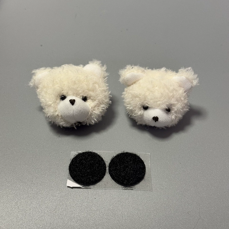 Cute helmet, plush decorations, rabbit, accessory with velcro, with little bears