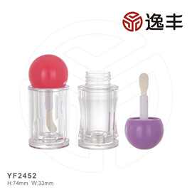 新款可爱缤纷圆球瓶盖透明双层唇彩管唇釉管唇蜜管包材逸丰厂家