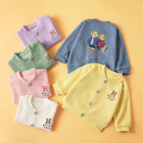 2024 New Children's Baby Sweatshirt Outerwear Spring Autumn Winter Unisex Knit Crew Neck Hoodie Turtleneck Top Underwear