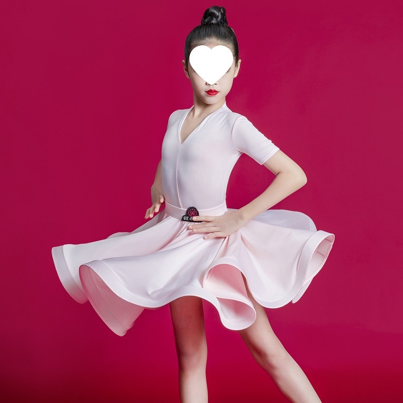 Latin Dance Practice Costumes for Girls, Summer 2025 New Model, Children's Performance Outfits, Competition Regulations, Large Skirt Performance Costumes
