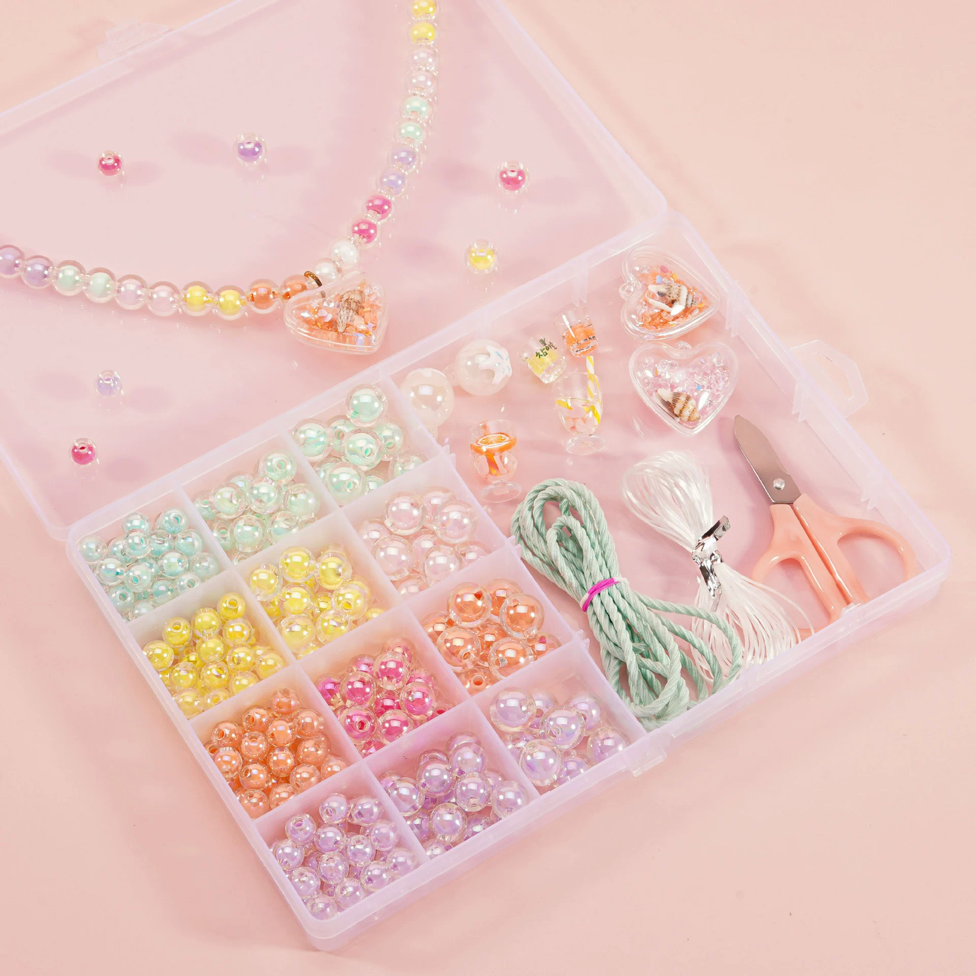 Children's acrylic beaded bracelet handmade, set, necklace, beads, DIY, wholesale