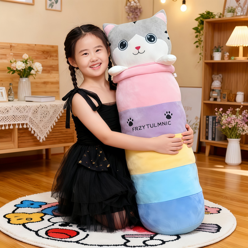Nuevos juguetes de peluche de gato de dibujos animados muñecas almohada para dormir muñecas de tela grandes regalos de cumpleaños al por mayor